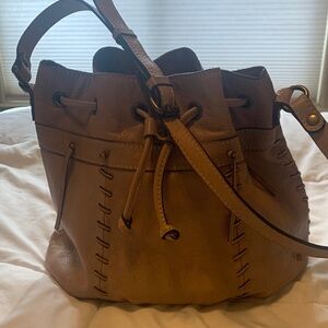 Patricia Nash Light pink and gold Leather Shoulder Bag